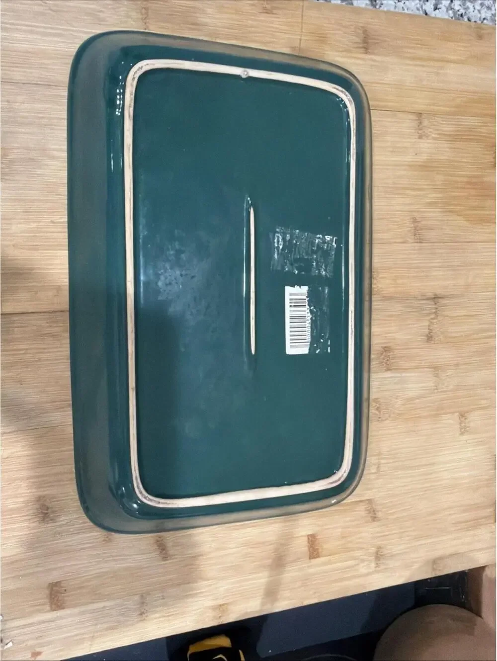 Vintage Embossed Dark Green Casserole Baking Dish 14 X 9” Grapes Fruit Motif *